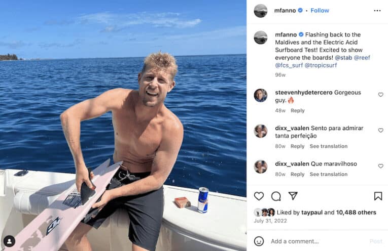 Australia's Mick Fanning free to enjoy the Maldives. Photo: Instagram